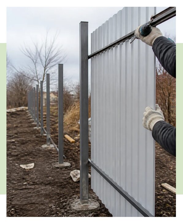 Монтаж одностороннего забора из профнастила в Сочи