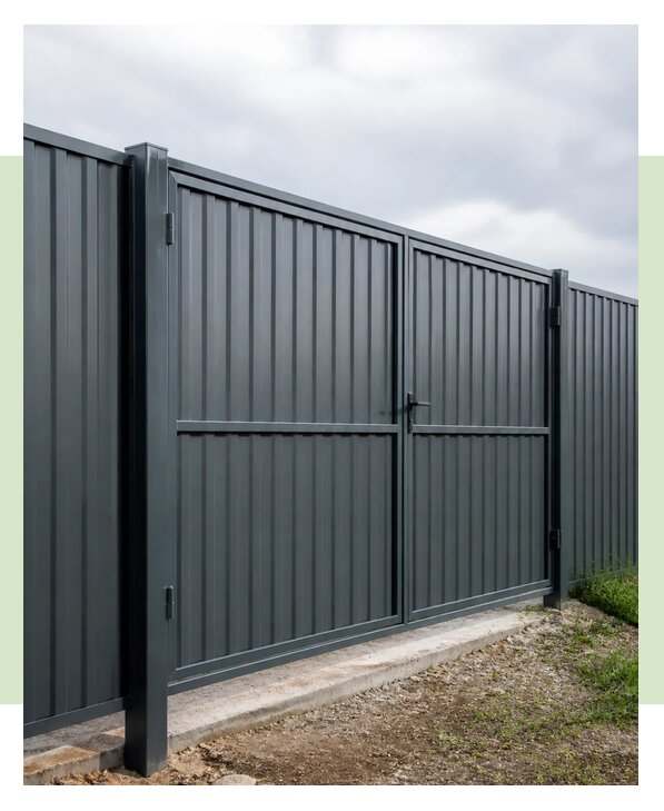 Профнастил с распашными воротами в Сочи по цене от 3618 р. | ЗаборЭксеперт-Счи